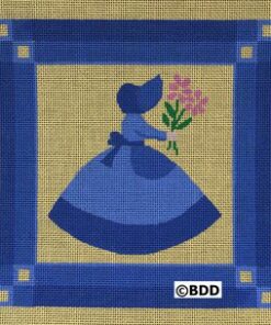 A blue dress with flowers in it.