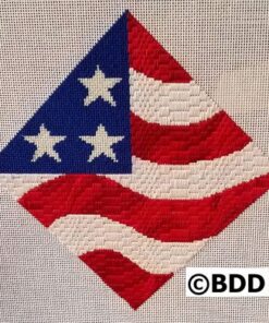 A red white and blue flag on a white background