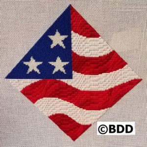 A red white and blue flag on a white background