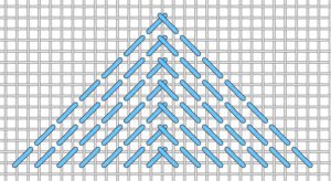 A blue triangle is drawn on the same color as the bottom of the picture.