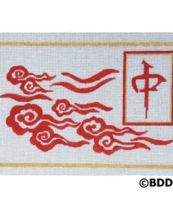 A red and white picture with a chinese symbol.