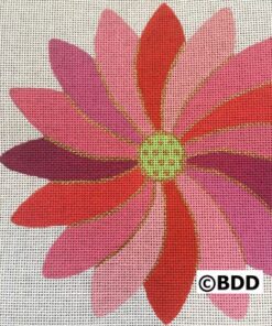 A close up of the flower on a canvas.