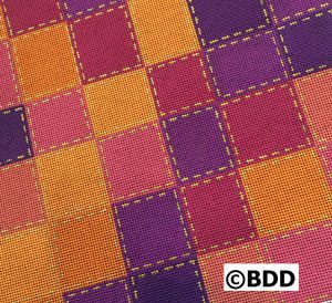 Warm orange and magenta plaid embroidery