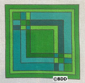 A green and blue square with squares on it.