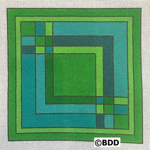 A green and blue square with squares on it.