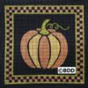 A pumpkin with a checkered border on it.