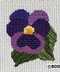 Embroidered purple pansy with yellow center