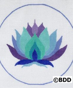 Layered blue-green lotus motif within circular border