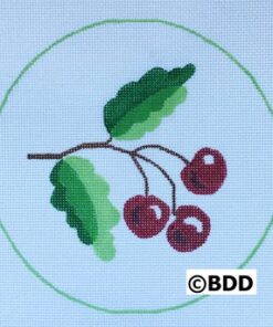 A picture of some cherries in a circle.