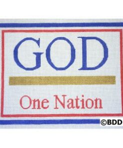 A god one nation sign with the word god written in it.