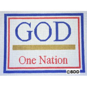 A god one nation sign with the word god written in it.