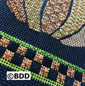 Black canvas with green stripe and gold stars