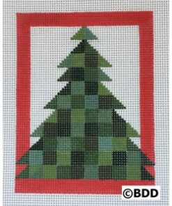 A green and red christmas tree with a frame around it.