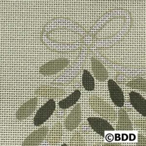 A close up of the leaves on a cross stitch pattern