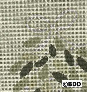 A close up of the leaves on a cross stitch pattern