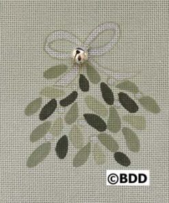 A green leaf ornament with a bow on it.