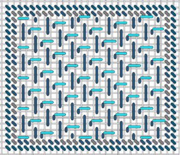 A blue and white tile pattern with a border.