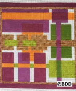 A purple, green and orange square with squares.