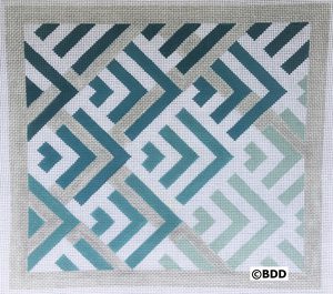 A blue and white pattern with grey border