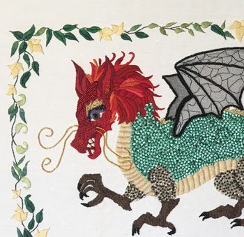 A dragon is embroidered on the wall.