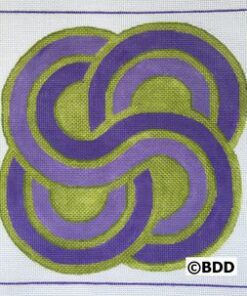 A purple and green pattern on a white background.