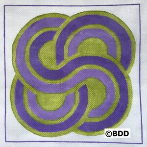 A purple and green pattern on a white background.