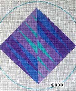 A purple and blue diamond with lines in the background.