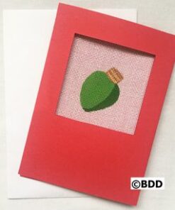 A red card with a picture of a green leaf.