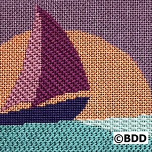 Sailboat sunset needlepoint canvas art.