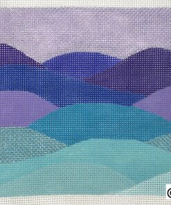 A blue and purple landscape with mountains in the background.