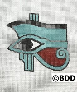 A blue eye with red and black eye of horus.