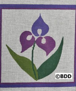 Purple flower needlepoint canvas art.