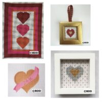 Needlepoint hearts Valentine's Day crafts.