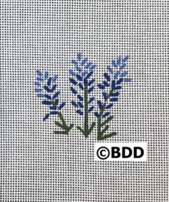Needlepoint of lavender sprigs.