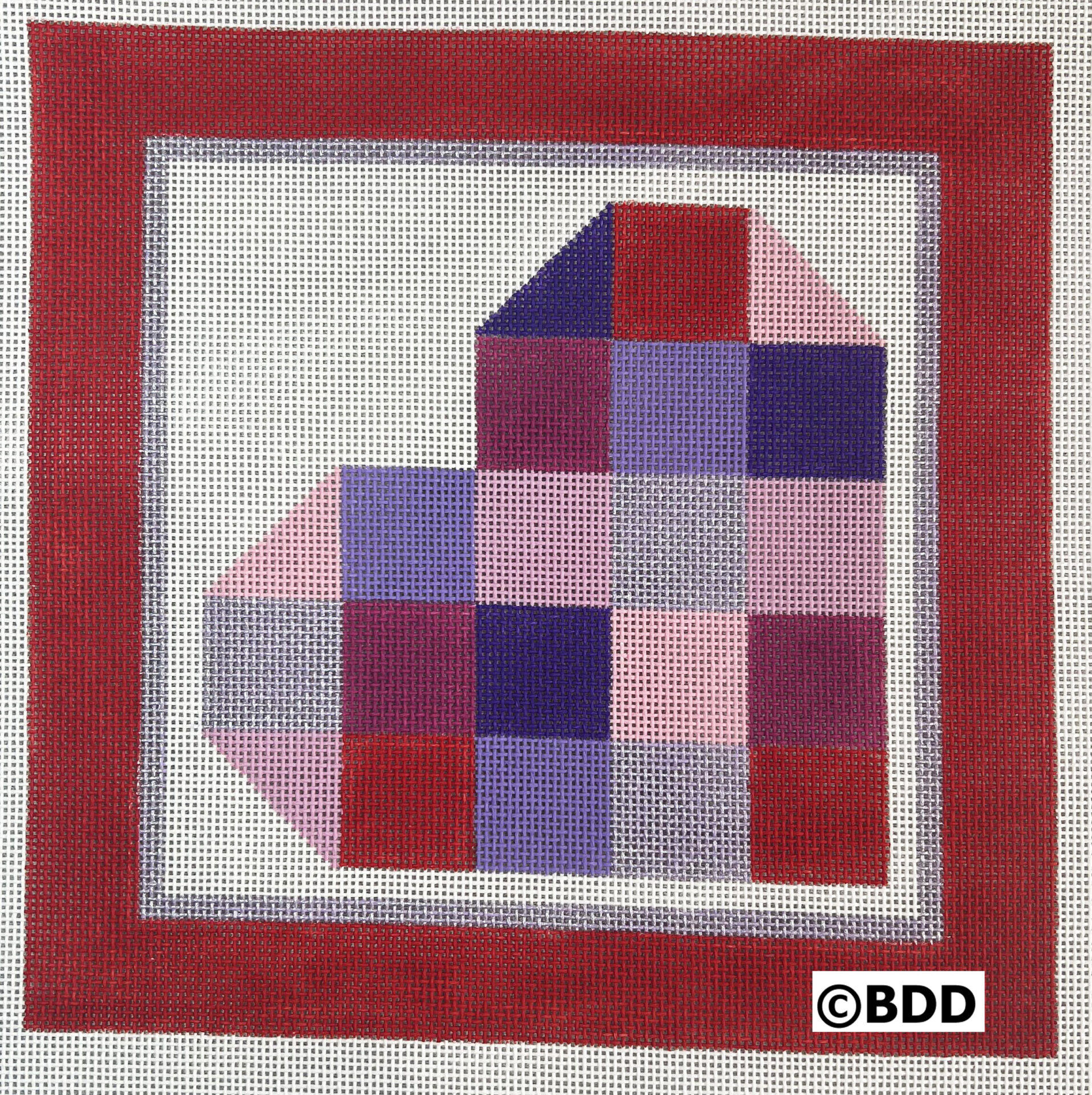 Bettys Heart with scalloped acrylic tray, fibers, stitchguide